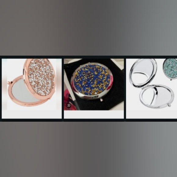 unbranded Other - Compact Mirror-Teal Glitter Design🩵💚 Or Royal 💙 Blue - Rose Gold 🌹